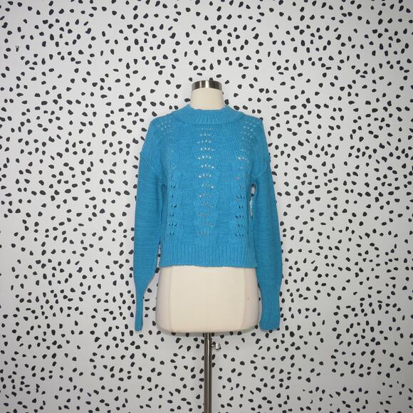 Free People Blue Bell Song Pullover Knit Cropped Sweater - Picture 3 of 12